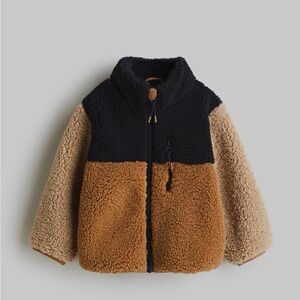 H&M Kids Sherpa Puffer Jacket - Black, Brown, and Tan